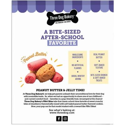 Show full view: Three Dog Bakery PB&J Bites Crunchy Dog Treats, 13-oz bag slide 3 of 8