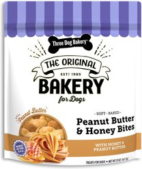 Three Dog Bakery Peanut Butter Honey Bites Soft & Chewy Dog Treats, 20-oz bag