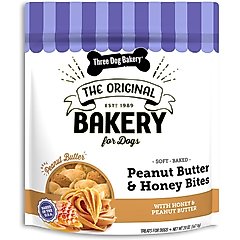 Three Dog Bakery Peanut Butter Honey Bites Soft & Chewy Dog Treats, 20-oz bag
