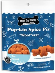 Three Dog Bakery Pup-Kin Spice Pie Woofers Festive Holiday Dog Treats, 5-oz bag