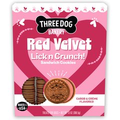 Three Dog Bakery Red Velvet Valentine's Day Lick'n Crunch Dog Biscuits, 13-oz box