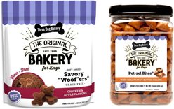 Three Dog Bakery Snacks Jar Pet-zel Bites & Woofers Variety Pack Dog Treats, 49-oz pack