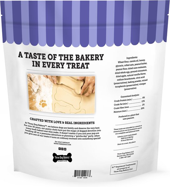 Show full view: Three Dog Bakery Soft Baked AssortMutt Trio, Oat, PB, & Vanilla Dog Treats, 3-lb bag slide 3 of 5