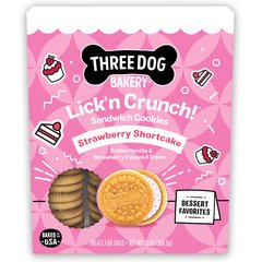 Three Dog Bakery Strawberry Shortcake Lick'n Crunch Cookie Dog Treats, 13-oz box