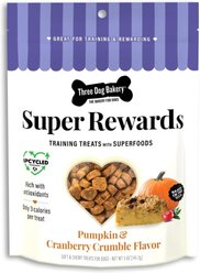 Three Dog Bakery Super Rewards Training Treats Pumpkin & Cranberry Dog Treats, 5-oz bag