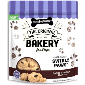 Three Dog Bakery Swirly Paws Carob & Vanilla Soft & Chewy Dog Treats, 20-oz bag