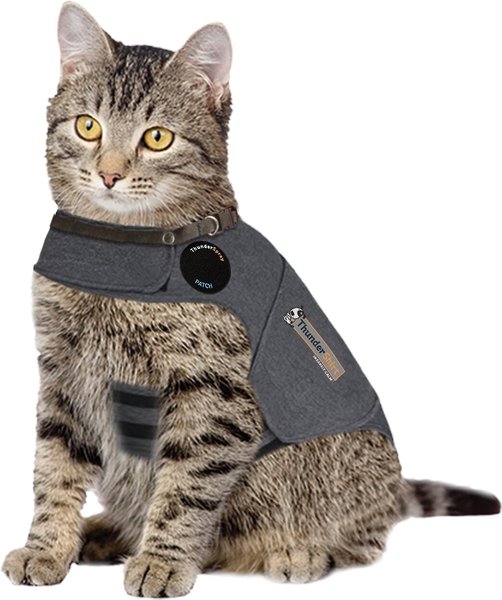 Show full view: ThunderShirt Anxiety Vest for Cats, Heather Grey, Medium slide 1 of 7