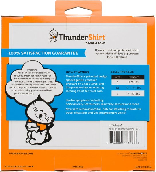 Show full view: ThunderShirt Anxiety Vest for Cats, Heather Grey, Medium slide 4 of 7