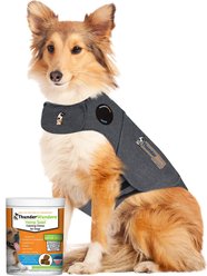 ThunderShirt Classic Anxiety & Calming Vest, Heather Grey, Large + ThunderWunders Hemp Dog Chews