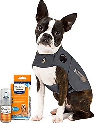ThunderShirt Classic Anxiety & Calming Vest, Heather Grey, X-Small + ThunderEase Pheromone Spray for Dogs