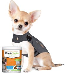 ThunderShirt Classic Anxiety & Calming Vest, Heather Grey, XX-Small + ThunderWunders Hemp Dog Chews