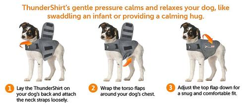Show full view: ThunderShirt Classic Anxiety & Calming Vest, Heather Grey, XX-Small + ThunderWunders Hemp Dog Chews slide 4 of 10