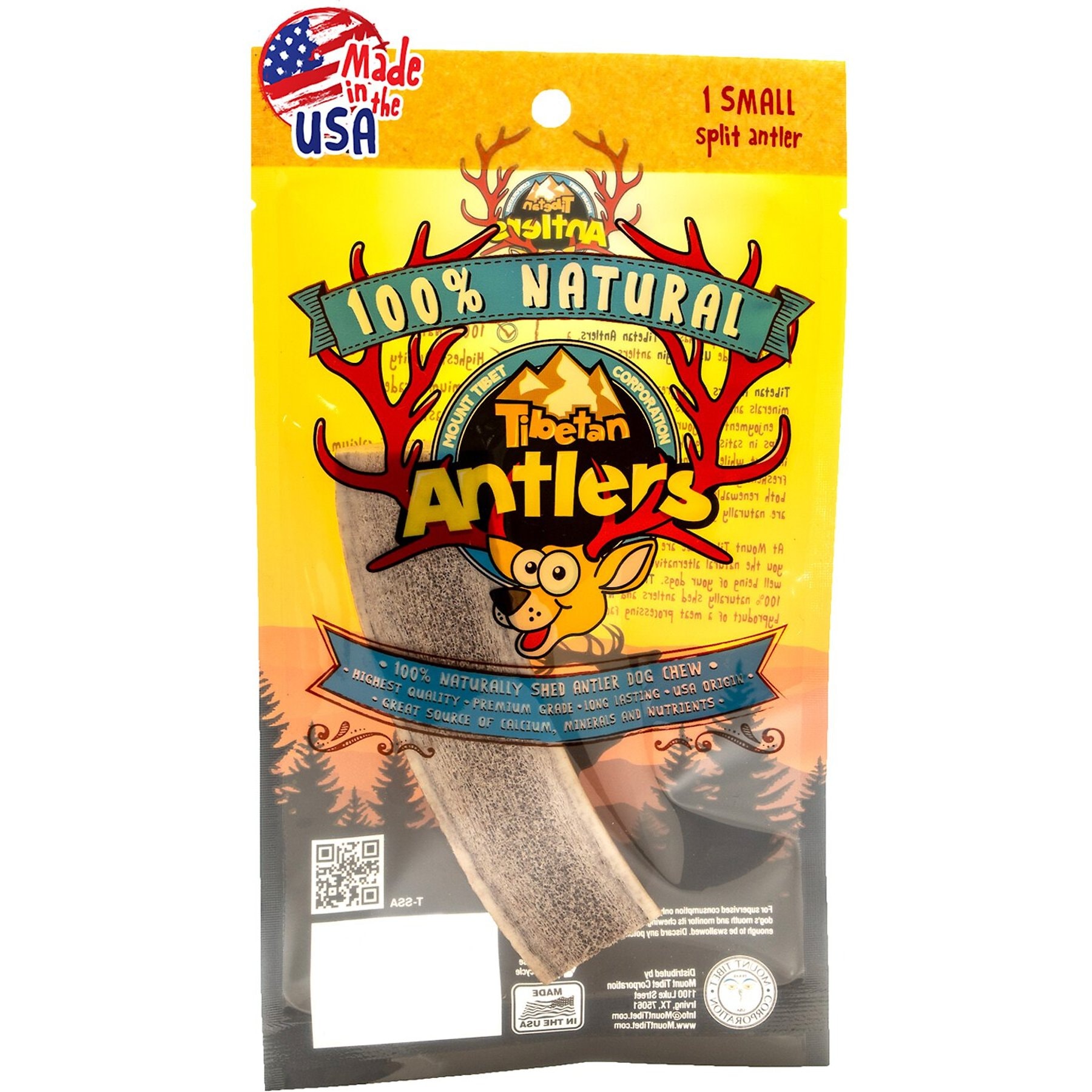 Tibetan Dog Chew Split Antler Grain-Free Dog Treat, 1 count, Small