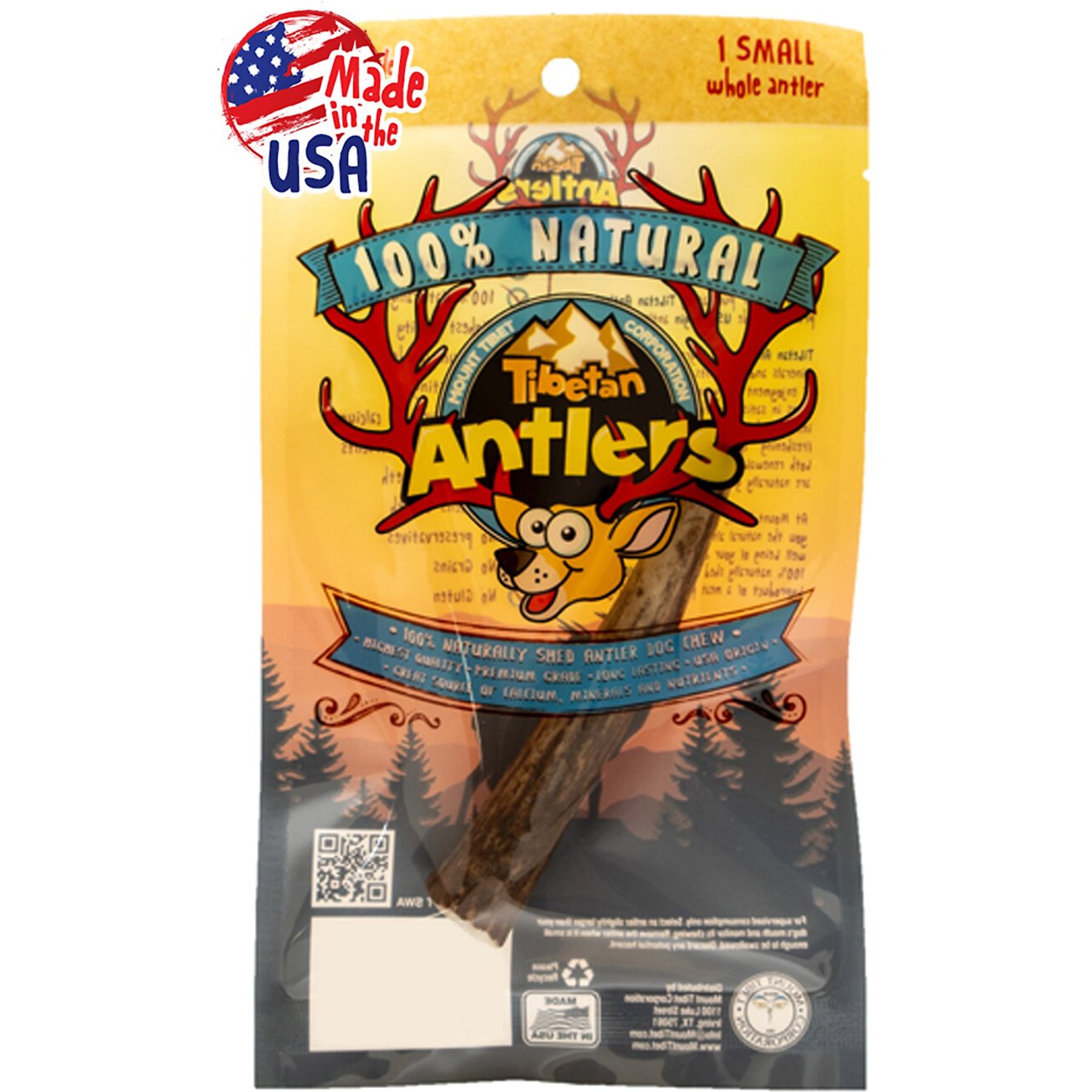 Tibetan Dog Chew Whole Antler Grain-Free Dog Treat, 1 count, Small