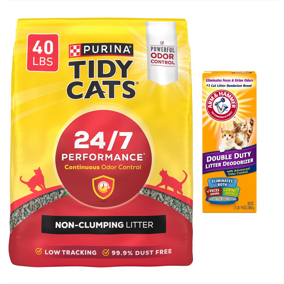 Tidy Cats 24/7 Performance Scented Cat Litter + Arm & Hammer Litter Baking Soda Cat Litter Deodorizer