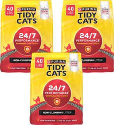 Tidy Cats 24/7 Performance Scented Non-Clumping Clay Cat Litter, 40-lb bag, bundle of 3