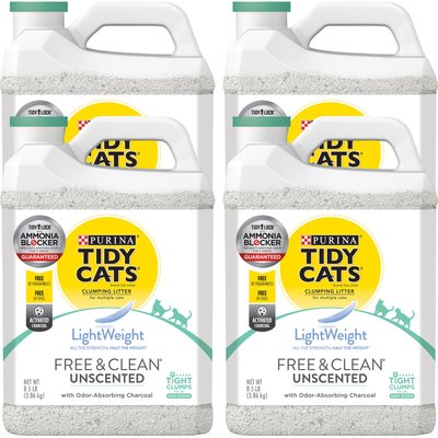 Tidy Cats Tidy Cats Lightweight Free & Clean Unscented Clumping Clay Cat Litter, 34-lb bundle (4 x 8.5-lb jugs)