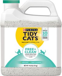 Tidy Cats Free & Clean Unscented Clumping Clay Cat Litter, 14-lb jug
