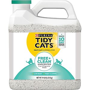 Tidy Cats Free & Clean Unscented Clumping Clay Cat Litter, 14-lb jug