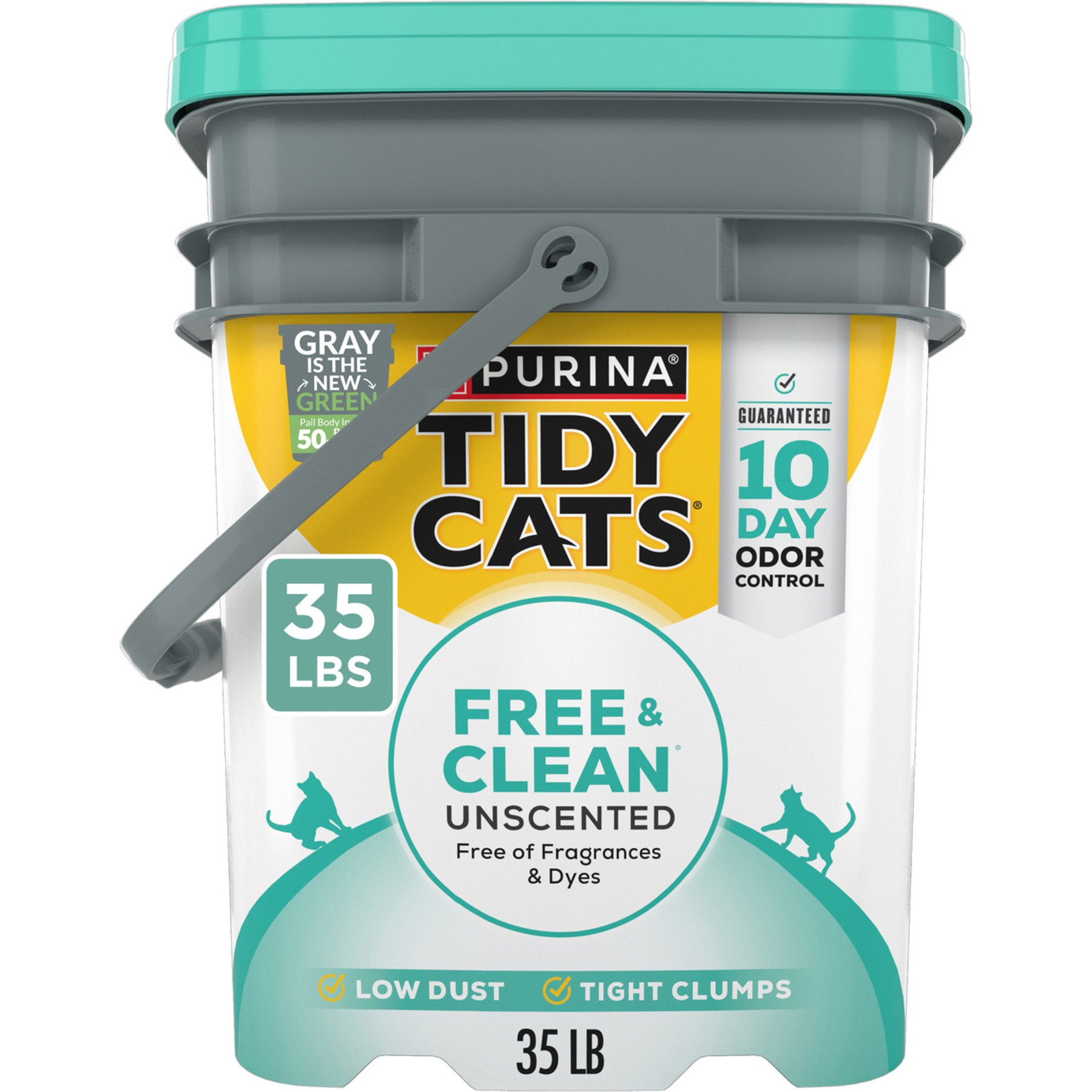 Tidy Cats Free & Clean Unscented Clumping Clay Cat Litter, 35-lb pail