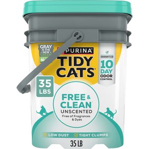 Tidy Cats Free & Clean Unscented Clumping Clay Cat Litter, 35-lb pail