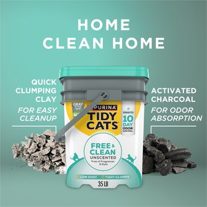 Tidy Cats Free & Clean Unscented Clumping Clay Cat Litter, 35-lb pail