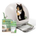 Tidy Cats Hooded Litter Box System, Breeze Hooded System Starter Kit Litter Box, Litter Pellets & Pads, White