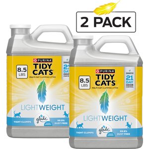 Tidy Cats Lightweight with Glade Scented Clumping Clay Cat Litter, 8.5-lb jug, case of 2