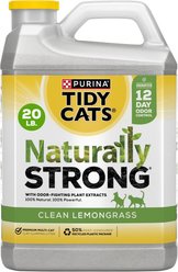 Tidy Cats Naturally Strong Clean Lemongrass Scented Clumping Clay Cat Litter, 20-lb jug, 2 count