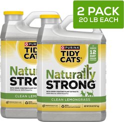 Tidy Cats Naturally Strong Clean Lemongrass Scented Clumping Clay Cat Litter, 20-lb jug, 2 count slide 2 of 8