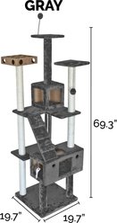 Tiger Tough Double Decker Playground 69.3-in Faux Fur Cat Tree & Condo, Grey slide 2 of 8