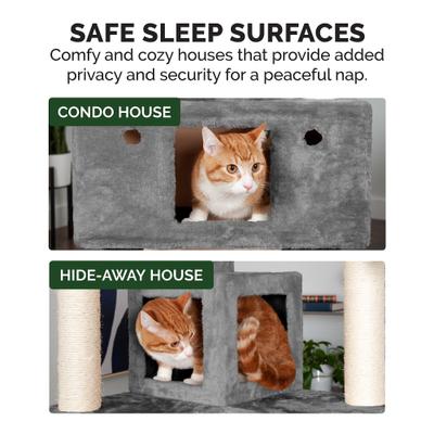 Show full view: Tiger Tough Double Decker Playground 69.3-in Faux Fur Cat Tree & Condo, Grey slide 7 of 12