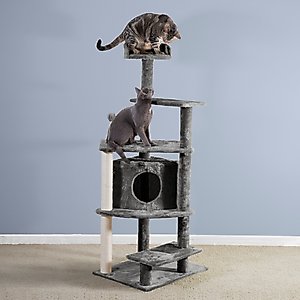 Tiger Tough Platform House Playground 59.8-in Faux Fur Cat Tree & Condo, Grey