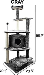 Tiger Tough Platform House Playground 59.8-in Faux Fur Cat Tree & Condo, Grey slide 2 of 8