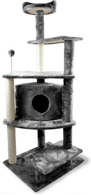 Show full view: Tiger Tough Platform House Playground 59.8-in Faux Fur Cat Tree & Condo, Grey slide 3 of 10