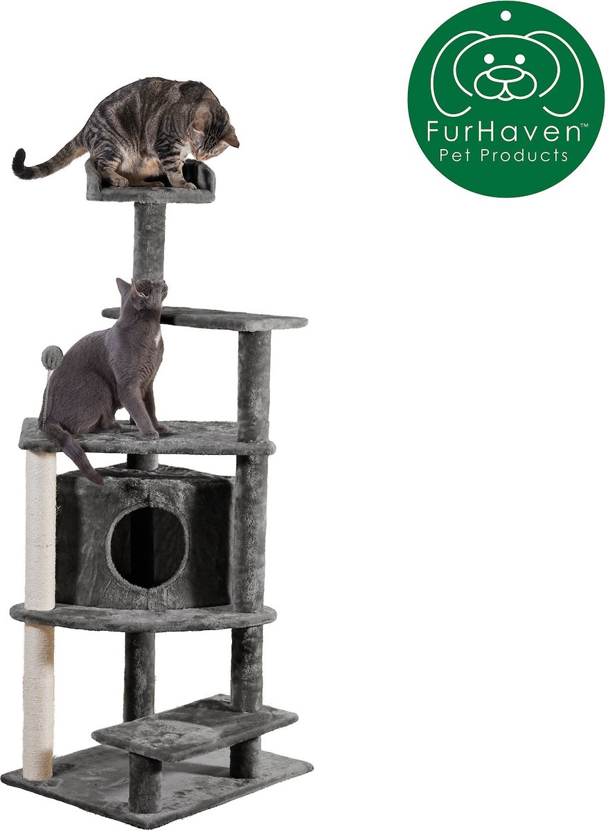 Tiger Tough Table Playground 51.5-in Faux Fur Cat Tree & Condo