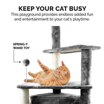 Show full view: Tiger Tough Platform House Playground 59.8-in Faux Fur Cat Tree & Condo, Grey slide 5 of 10