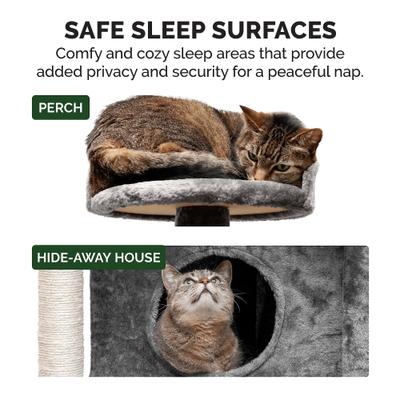 Show full view: Tiger Tough Platform House Playground 59.8-in Faux Fur Cat Tree & Condo, Grey slide 7 of 10