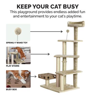 Show full view: Tiger Tough Play Stairs 49.5-in Faux Fur Cat Tree, Cream slide 5 of 9