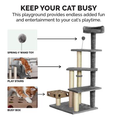 Show full view: Tiger Tough Play Stairs 49.5-in Faux Fur Cat Tree, Grey slide 6 of 10