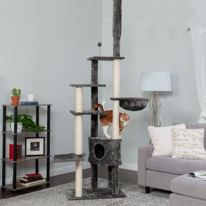 Tiger Tough Skyscraper Floor-to-Ceiling Faux Fur Cat Tree & Condo, Gray