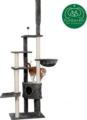 Show full view: Tiger Tough Skyscraper Floor-to-Ceiling Faux Fur Cat Tree & Condo, Gray slide 4 of 10