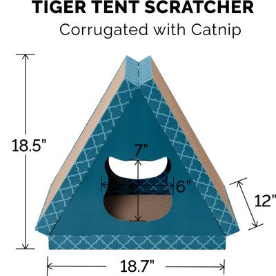 Show full view: Tiger Tough Tiger Tent Corrugated Cat Scratcher Toy with Catnip, Seaglass slide 4 of 7