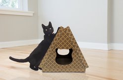 Tiger Tough Tiger Tent Corrugated Cat Scratcher Toy with Catnip, Tan