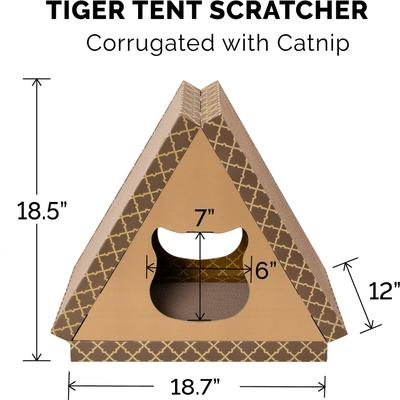 Show full view: Tiger Tough Tiger Tent Corrugated Cat Scratcher Toy with Catnip, Tan slide 4 of 7