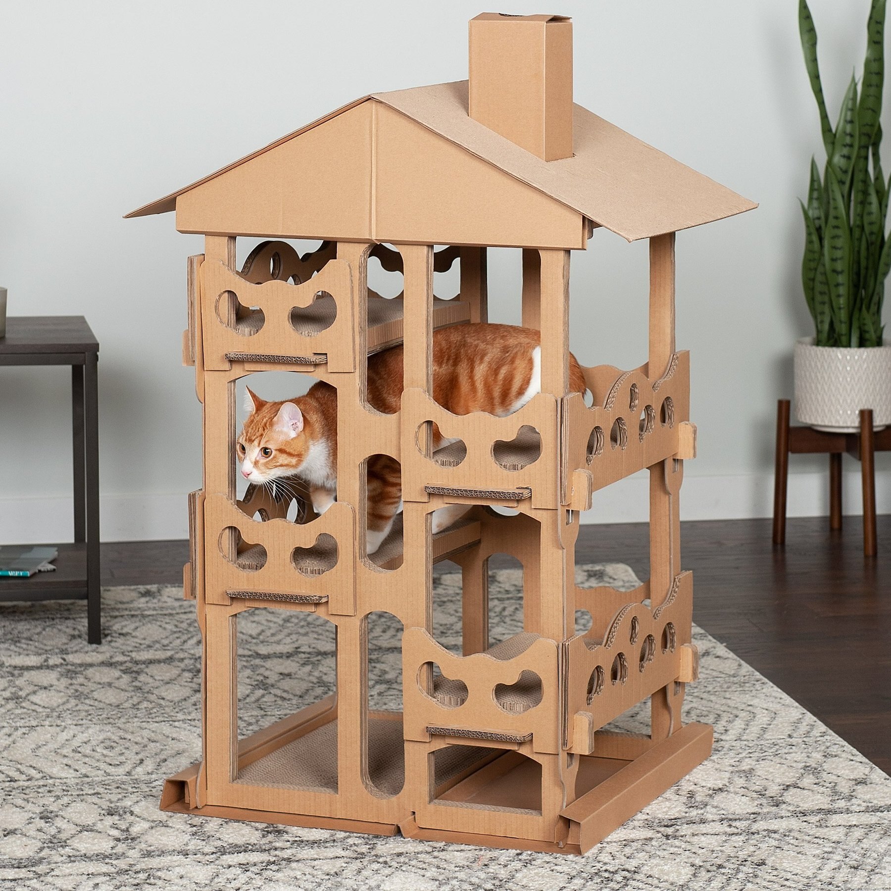Cat Houses Furhaven Cardboard Cat House Gingerbread House, Cat