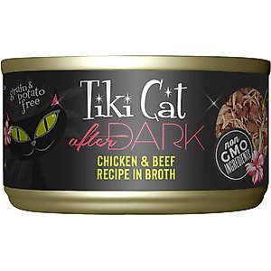 Tiki Cat After Dark Chicken & Beef Recipe in Broth Grain-Free Wet Cat Food, 2.8-oz can, case of 12