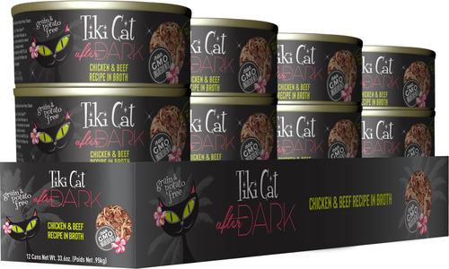 Show full view: Tiki Cat After Dark Chicken & Beef Recipe in Broth Grain-Free Wet Cat Food, 2.8-oz can, case of 12 slide 3 of 13