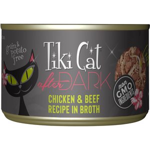 Tiki Cat After Dark Chicken & Beef Recipe in Broth Grain-Free Wet Cat Food, 5.5-oz can, case of 8
