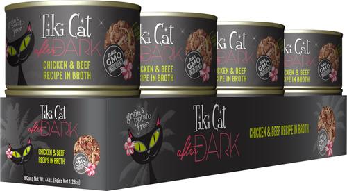 Show full view: Tiki Cat After Dark Chicken & Beef Recipe in Broth Grain-Free Wet Cat Food, 5.5-oz can, case of 8 slide 3 of 13